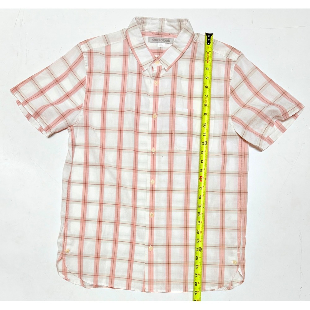 Outerknown Organic‎ Cotton Linen Plaid Button Up Shirt Mens Large